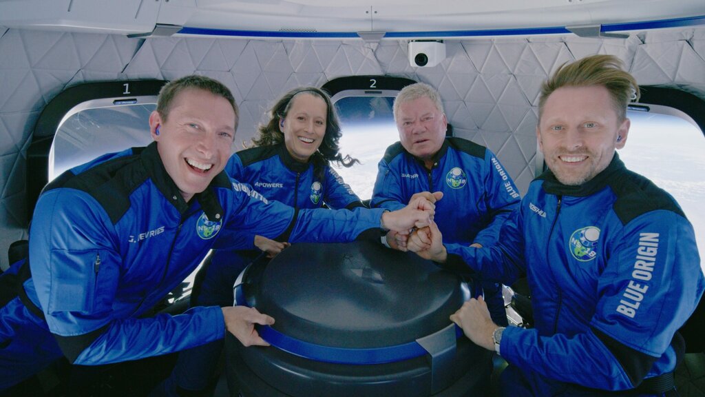 William Shatner during his Blue Origin space flight