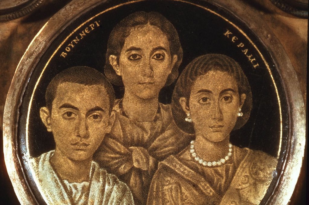 Western Roman Emperor Valentinian III (AD 425 to 455) as a child, together with his mother Galla Placidia and sister Honoria