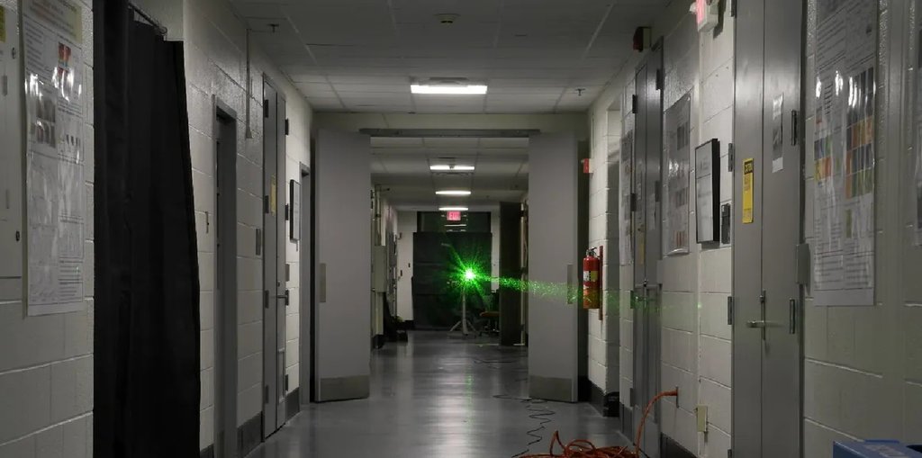 The hallway where the laser experiment took place